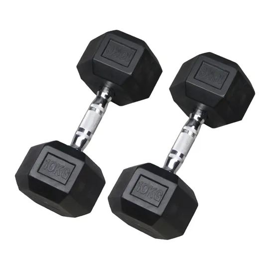 Professional Wholesale Gym Weights Fitness Equipment Crossfit Rubber Coated Hex Dumbbell
