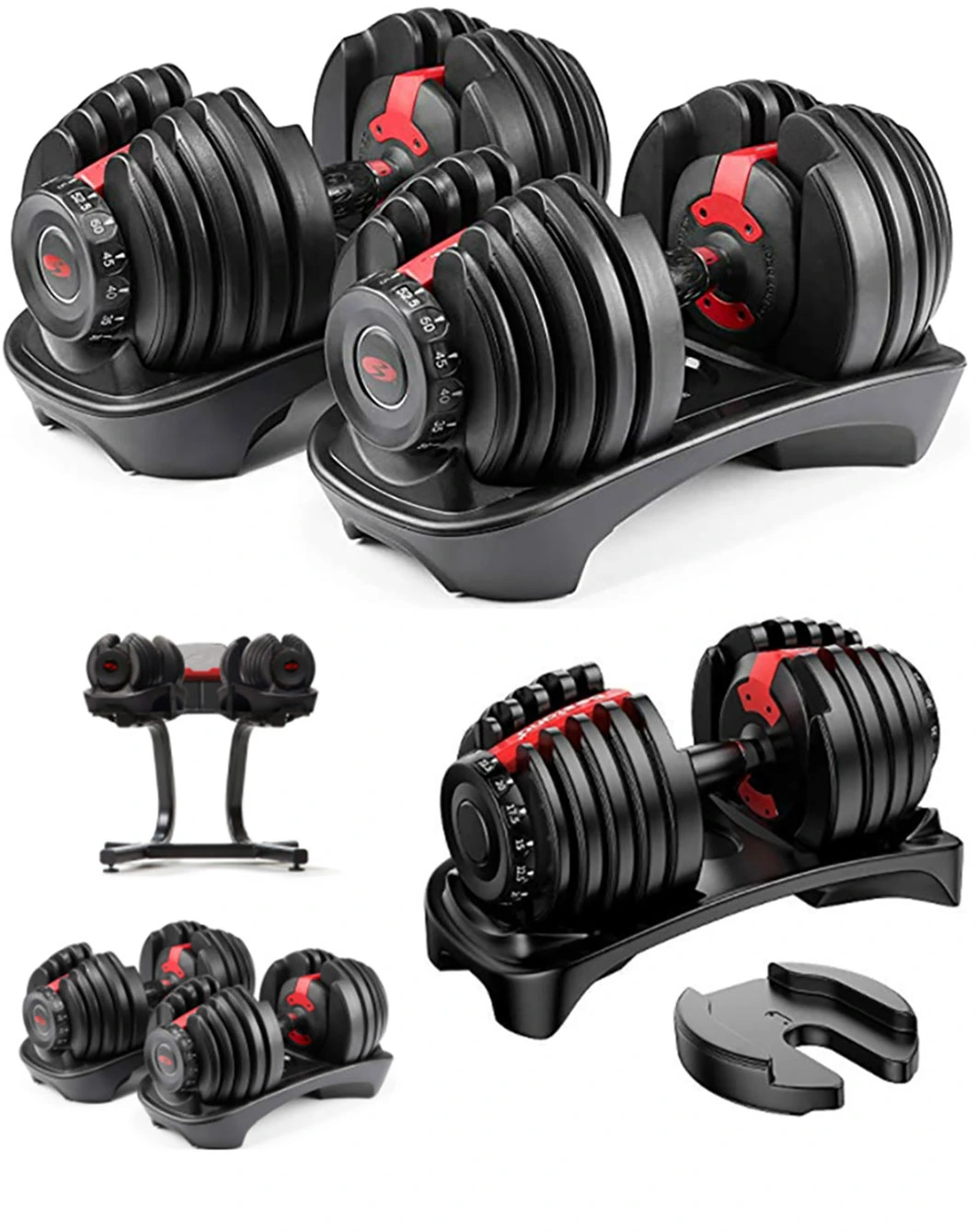 Wholesale Adjustable Dumbbells Set Quick and Easy to Switch Weight Level Free Weights for Home Gym Exercise Training