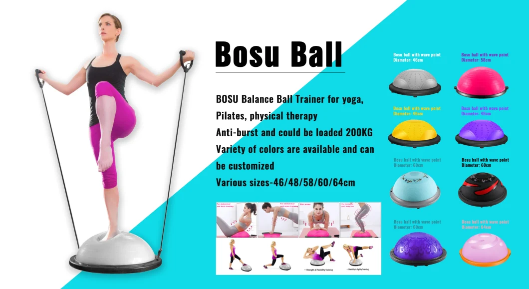 New Gym Mini Balance Bosu Ball Yoga Trainer Fitness Repair Diameter 64cm PVC Pilates