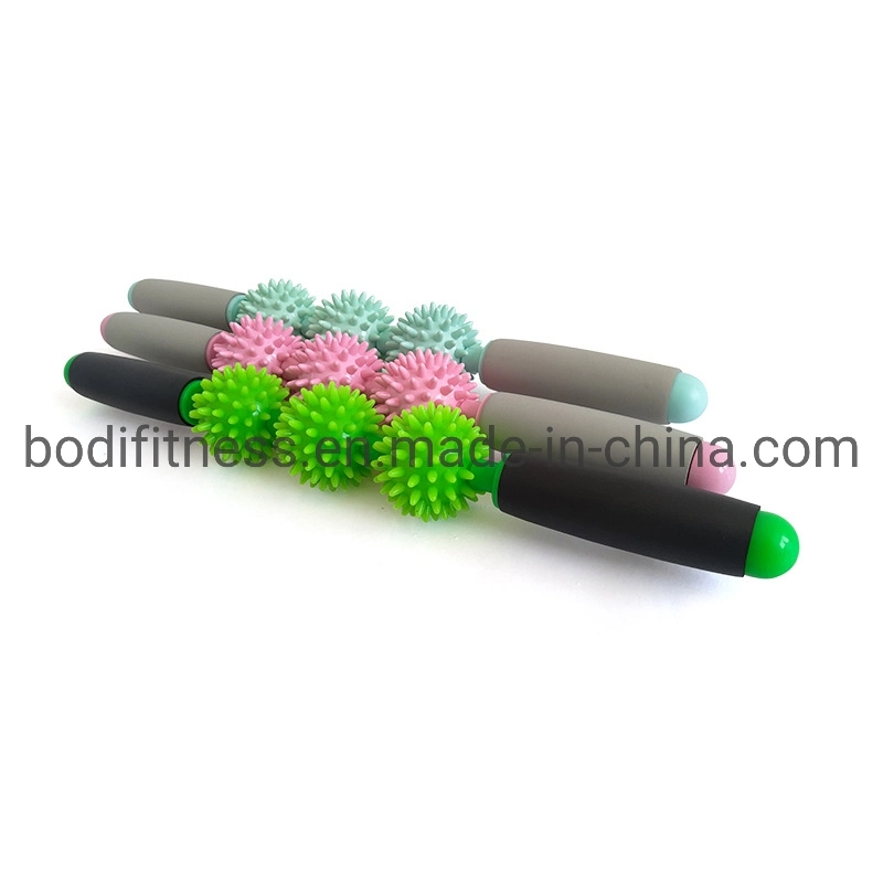 Hot Sale Wholesale Yoga Stick Spiky Ball Hedgehog Ball Relax Muscle Roller Massage Stick